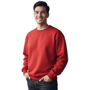 Jerzees Mens LARGE Crew Neck Sweatshirt Red Pullover 90s Casual‎ Activewear
